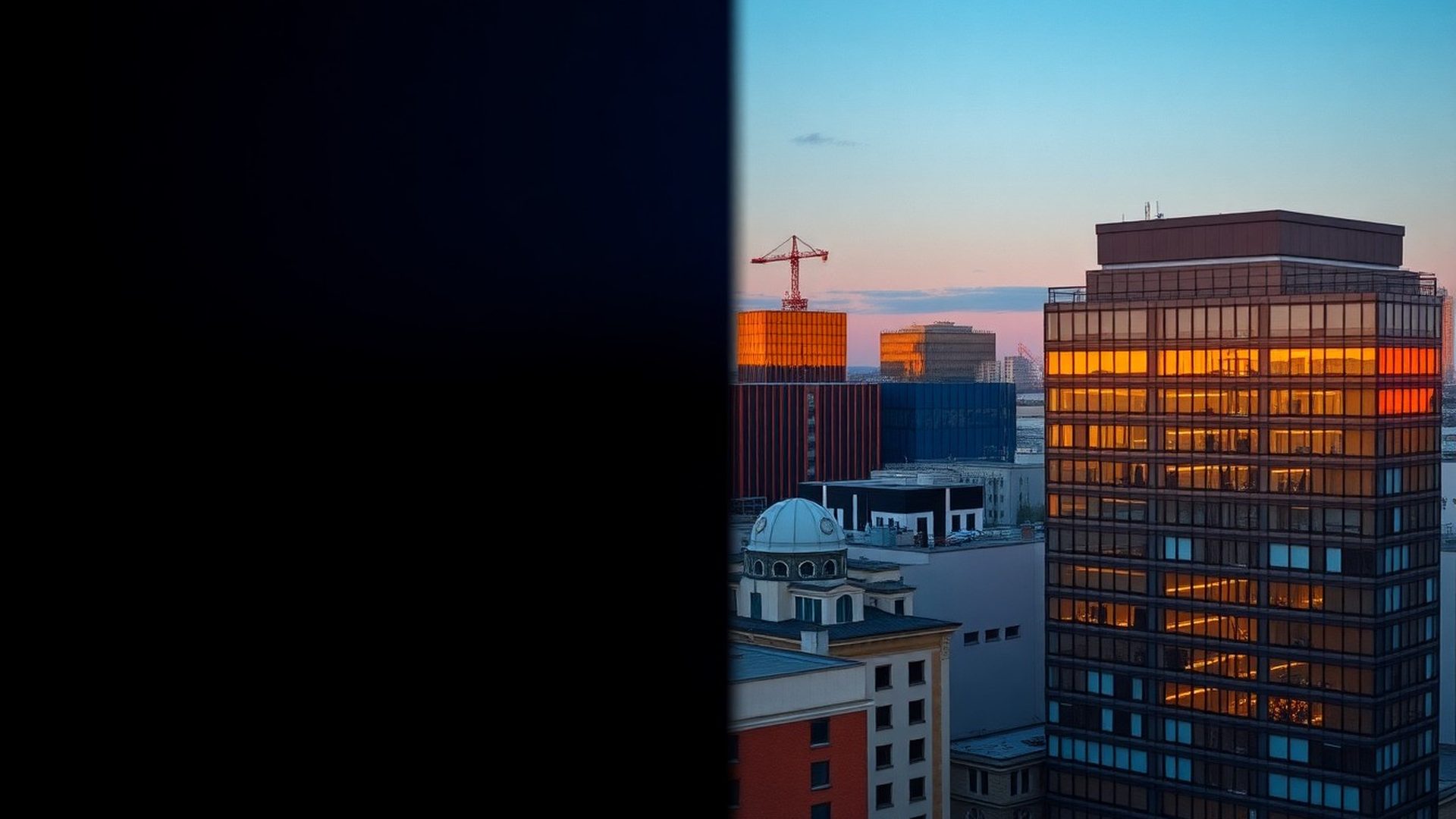 Panorama Warszawy o zmierzchu w indygowej tonacji